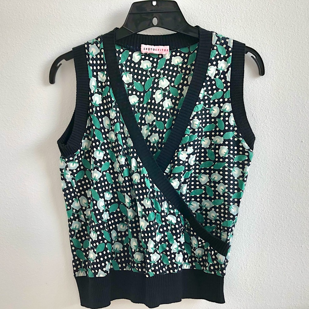 Erotokritos vintage floral wrap vest XS
